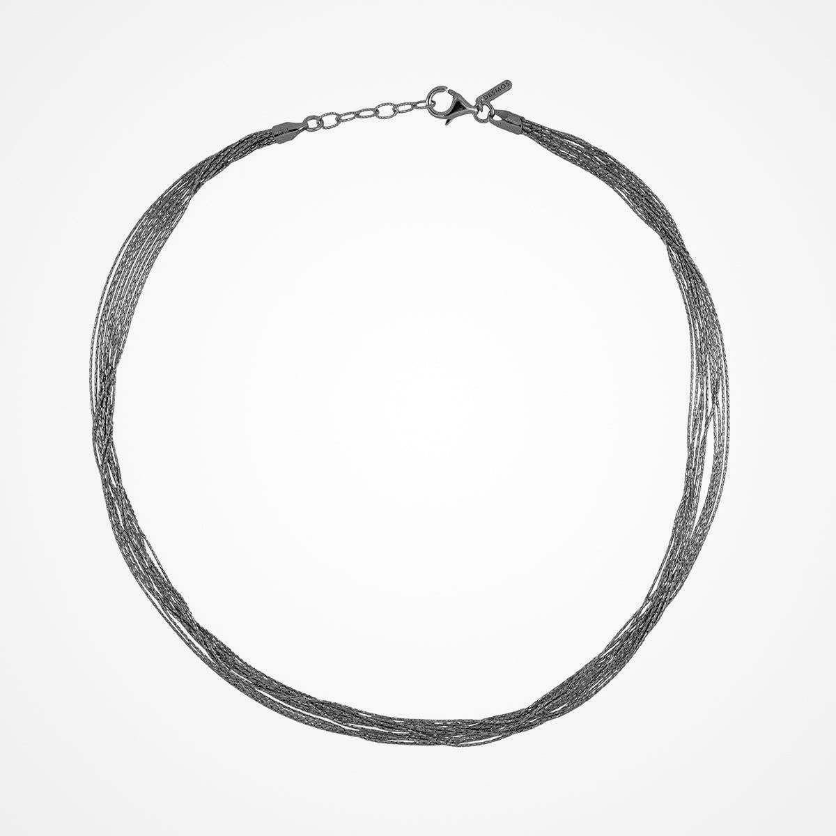 Collana Desmos in argento color canna di fucile a fili multipli