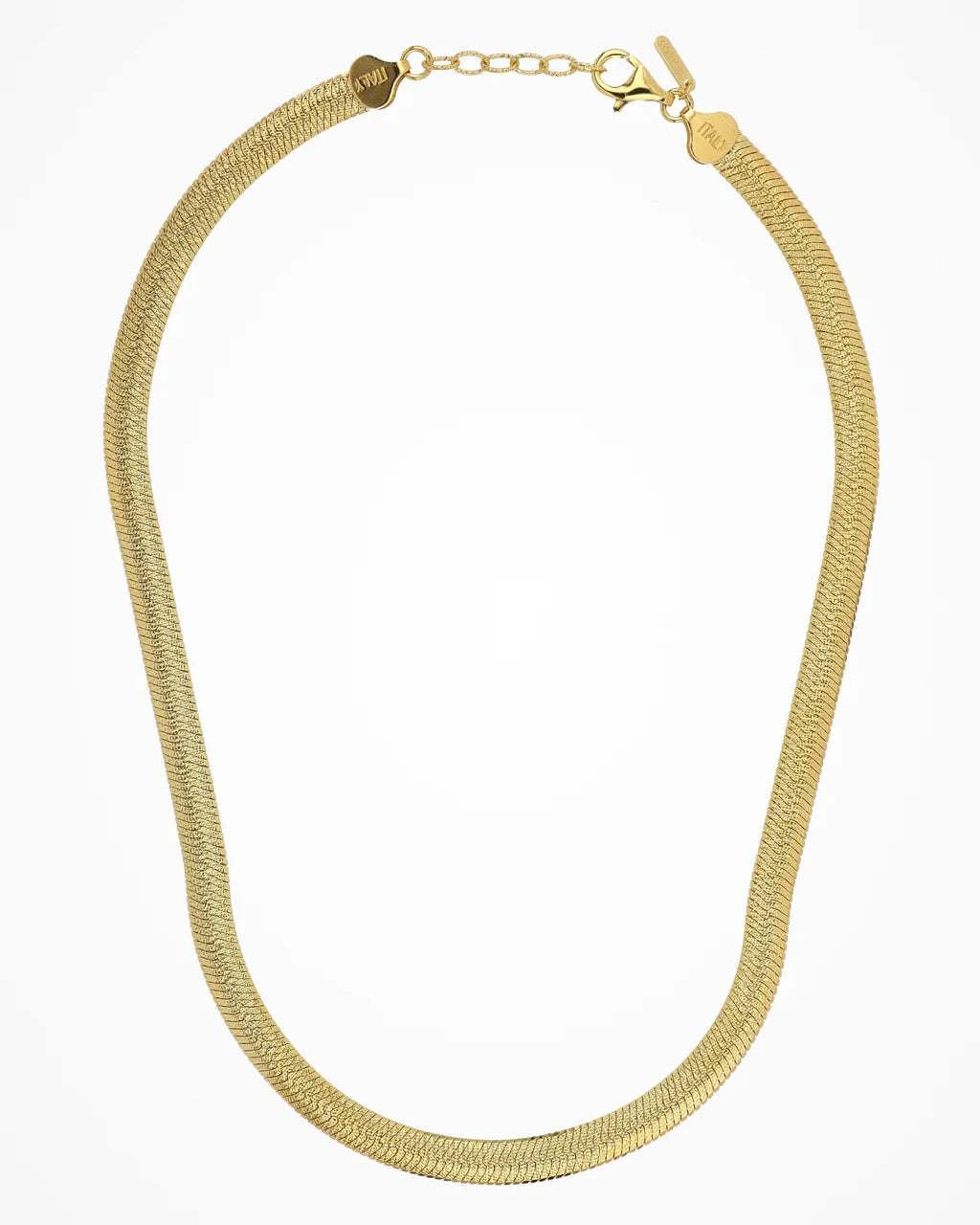 Collana Desmos in argento dorato piatta bombata diamantata