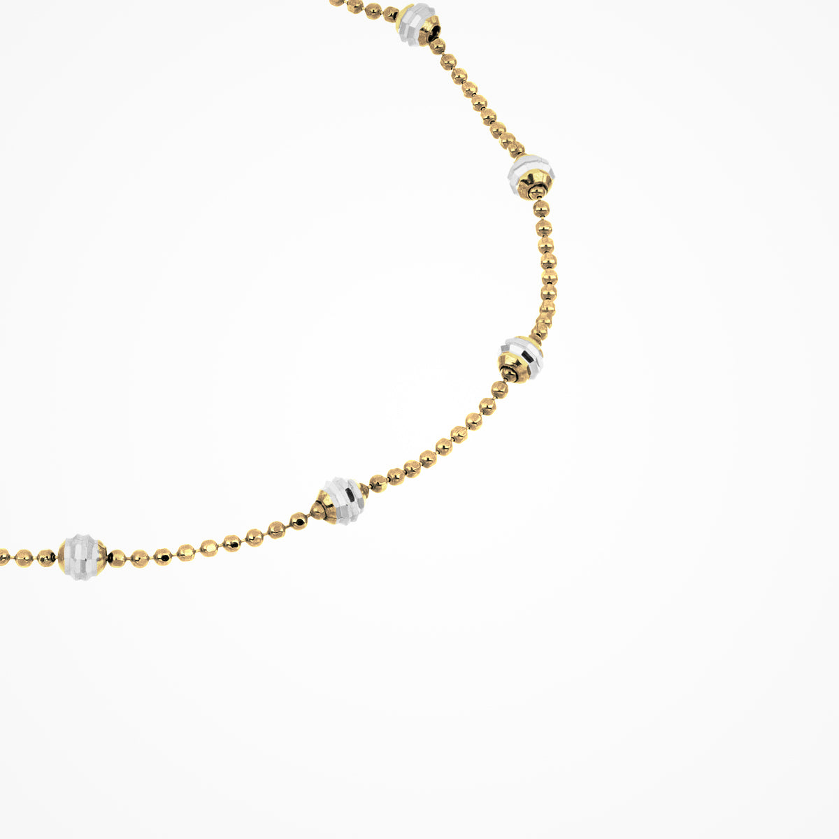 Bracciale Desmos in argento bicolore dorato con sfere diamantate rodiate