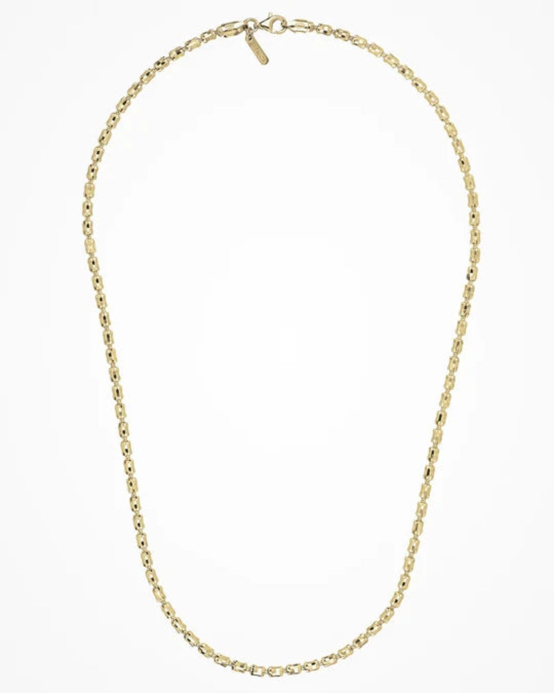 Collana Desmos in argento dorato con barilotti sfaccettati