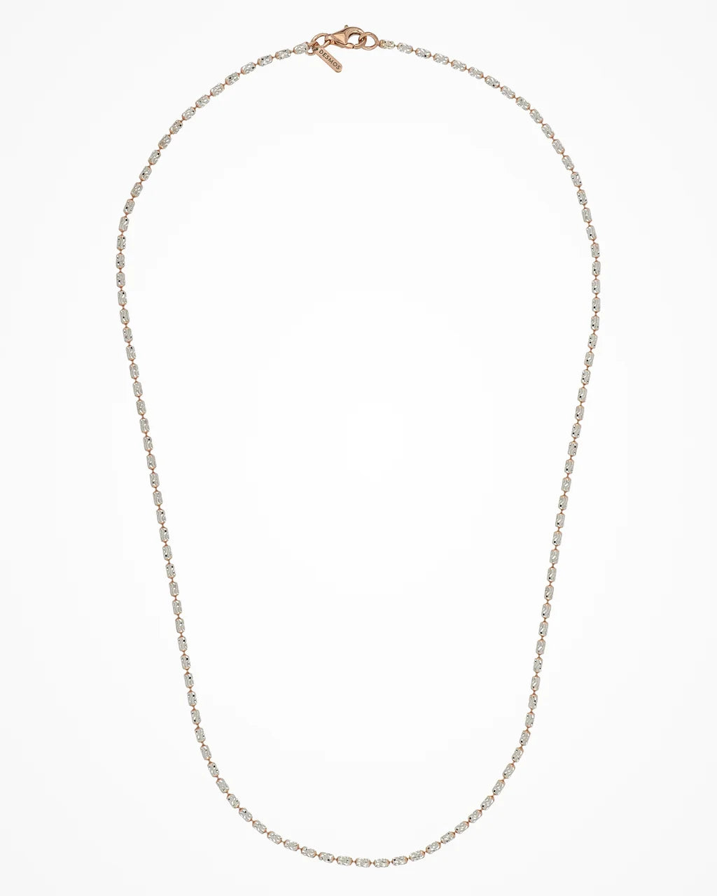 Collana Desmos in argento bicolore bianco e rosato a palline ovali piccole