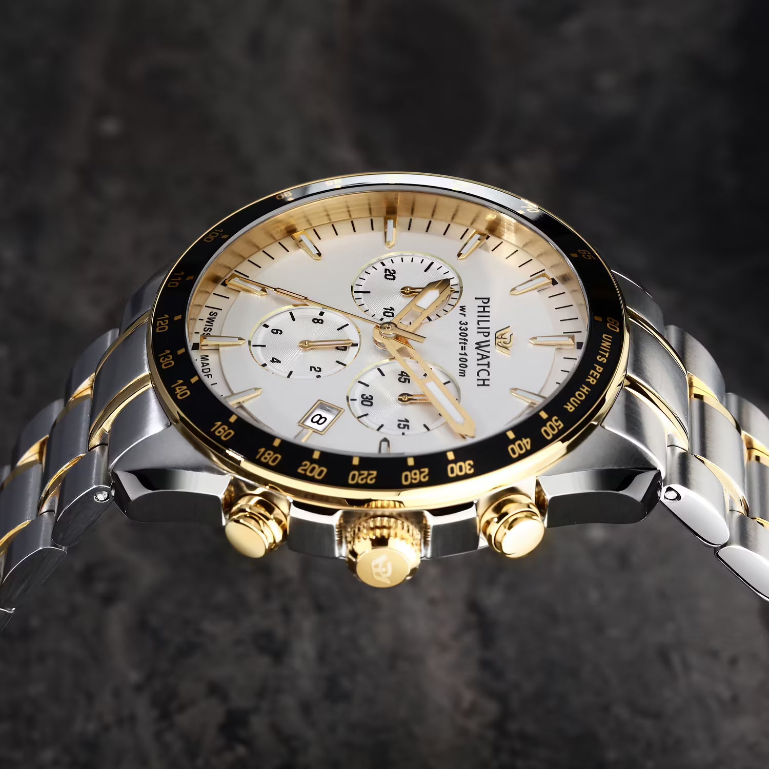 Orologio Philip Watch in acciaio cronografo con quadrante bianco