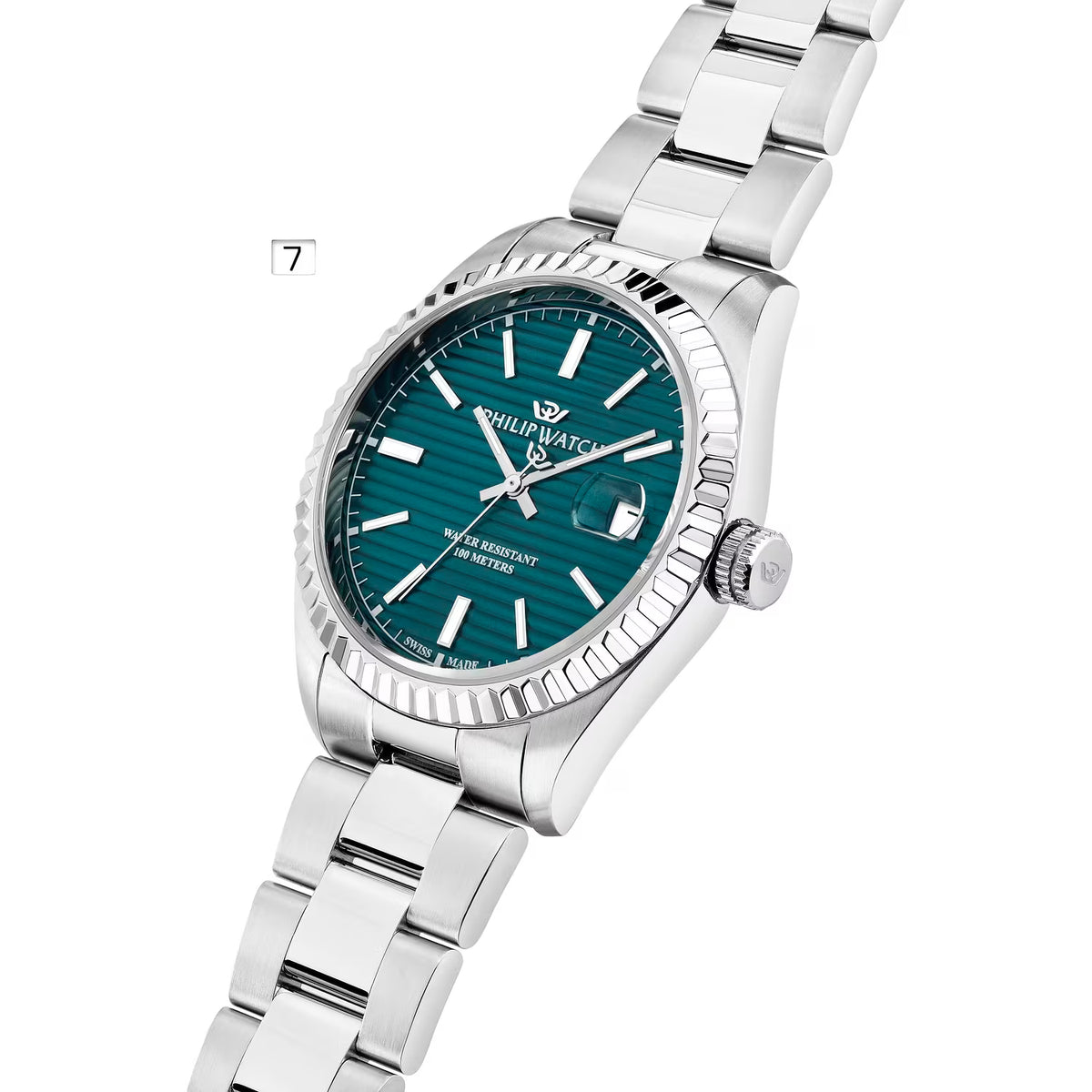 Orologio Philip Watch in acciaio con quadrante verde petrolio a righe