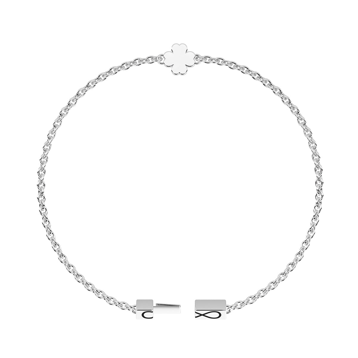 Bracciale Kidult Infinity in acciaio con quadrifoglio 16cm