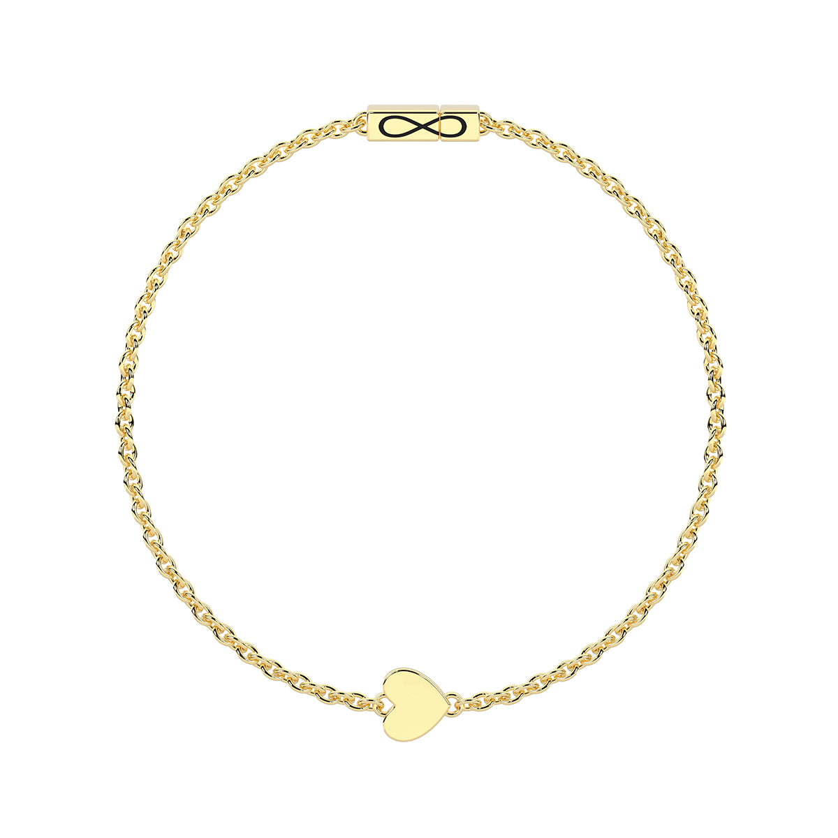 Bracciale Kidult Infinity in acciaio dorato a catena con cuore