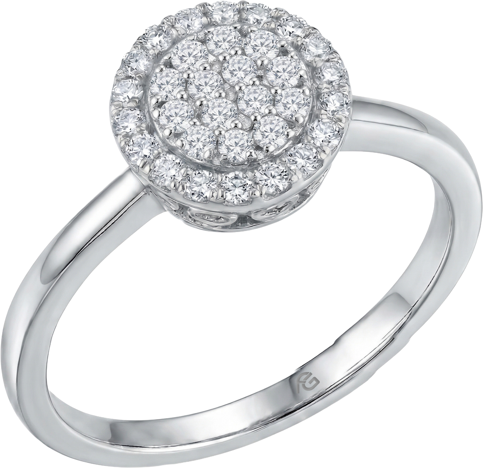 Anello Foè gioielli in oro bianco con pavè rotondo con diamanti