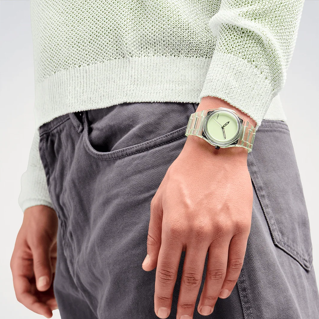Orologio D1 Milano in nylon verde trasparente con quadrante verde