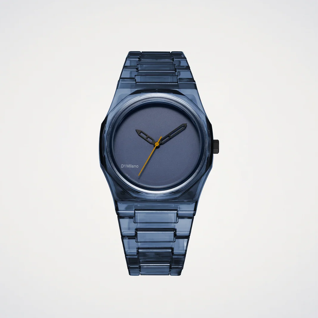 Orologio D1 Milano in nylon blu trasparente con quadrante blu