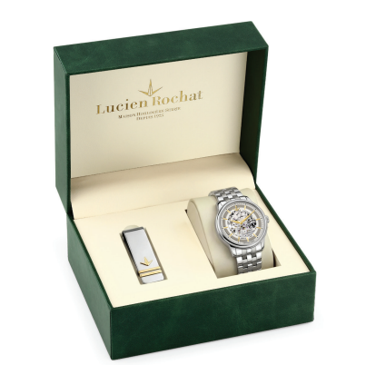 Orologio Lucien Rochat uomo iconic in acciaio automatico scheletrato e fermasoldi