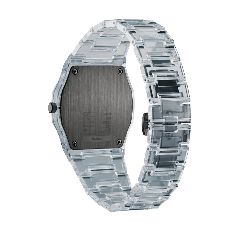 Orologio D1 Milano in nylon azzurro trasparente con quadrante azzurro