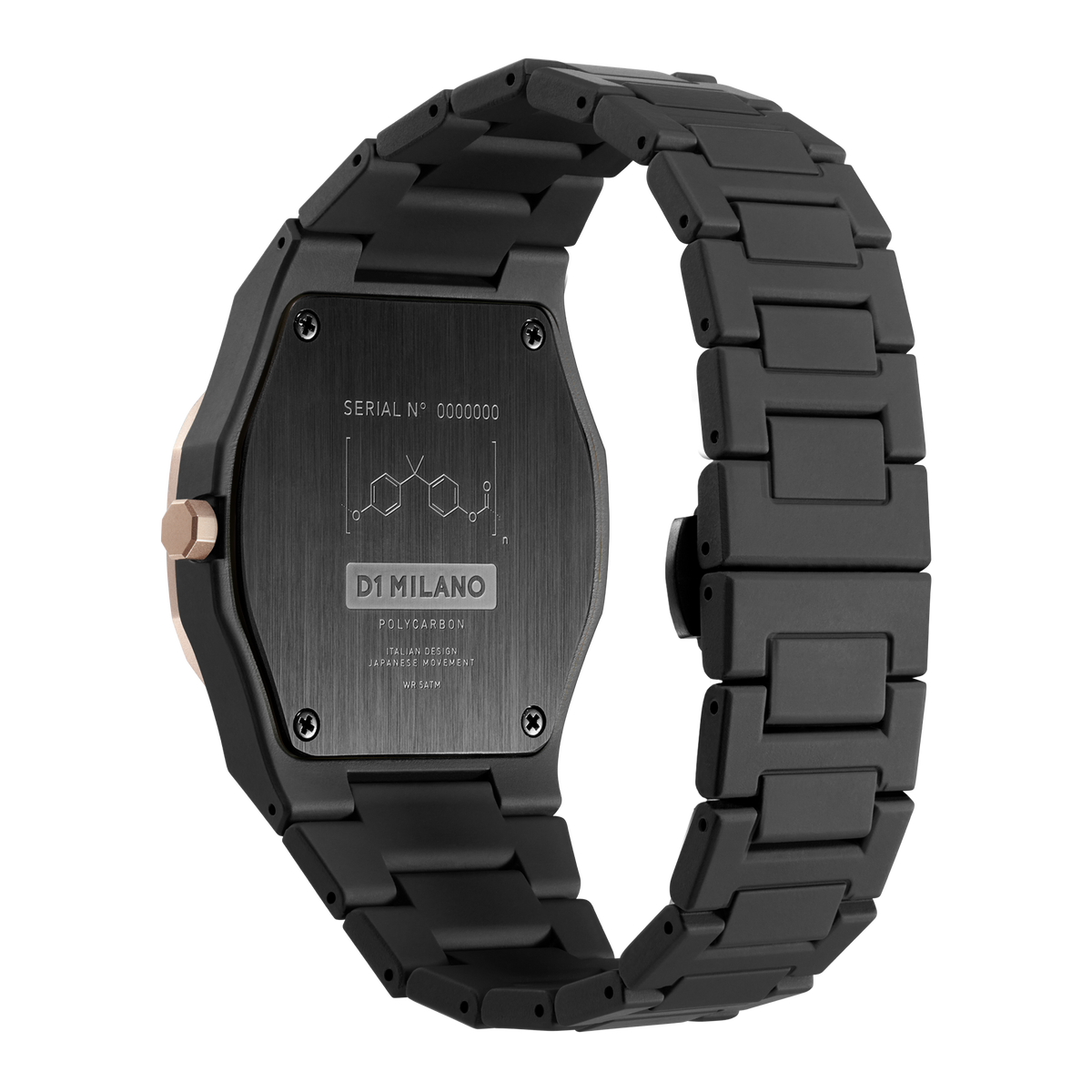 Orologio D1 Milano in policarbonato nero con ghiera smaltata