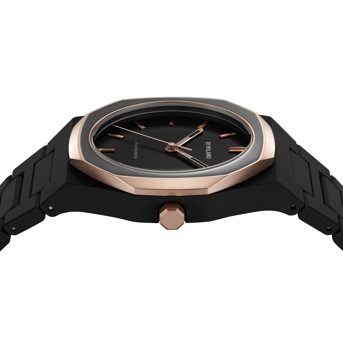 Orologio D1 Milano in policarbonato nero con ghiera smaltata