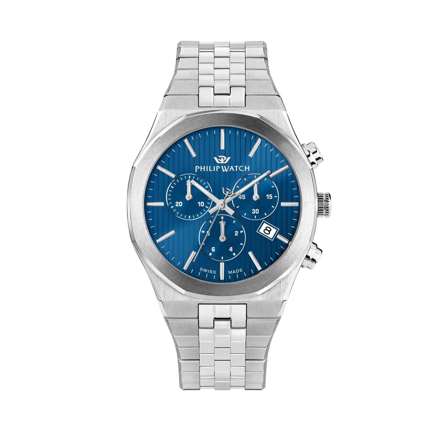 Orologio Philip Watch cronografo in acciaio con quadrante blu