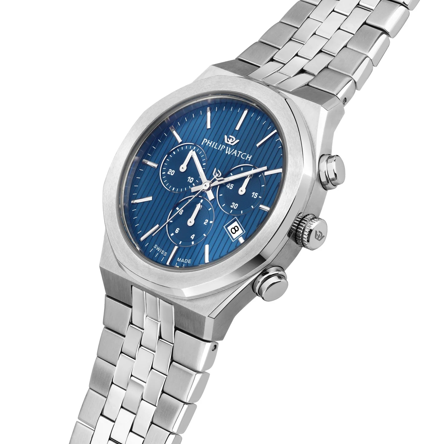 Orologio Philip Watch cronografo in acciaio con quadrante blu