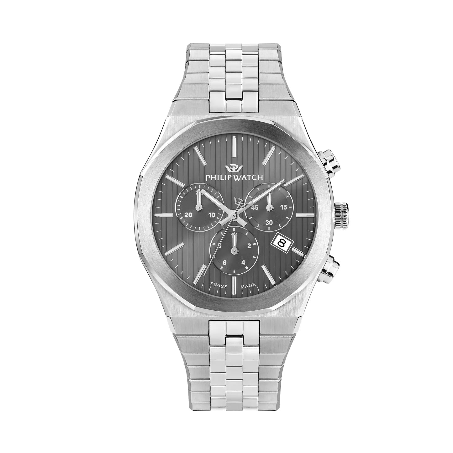 Orologio Philip Watch cronografo in acciaio con quadrante grigio