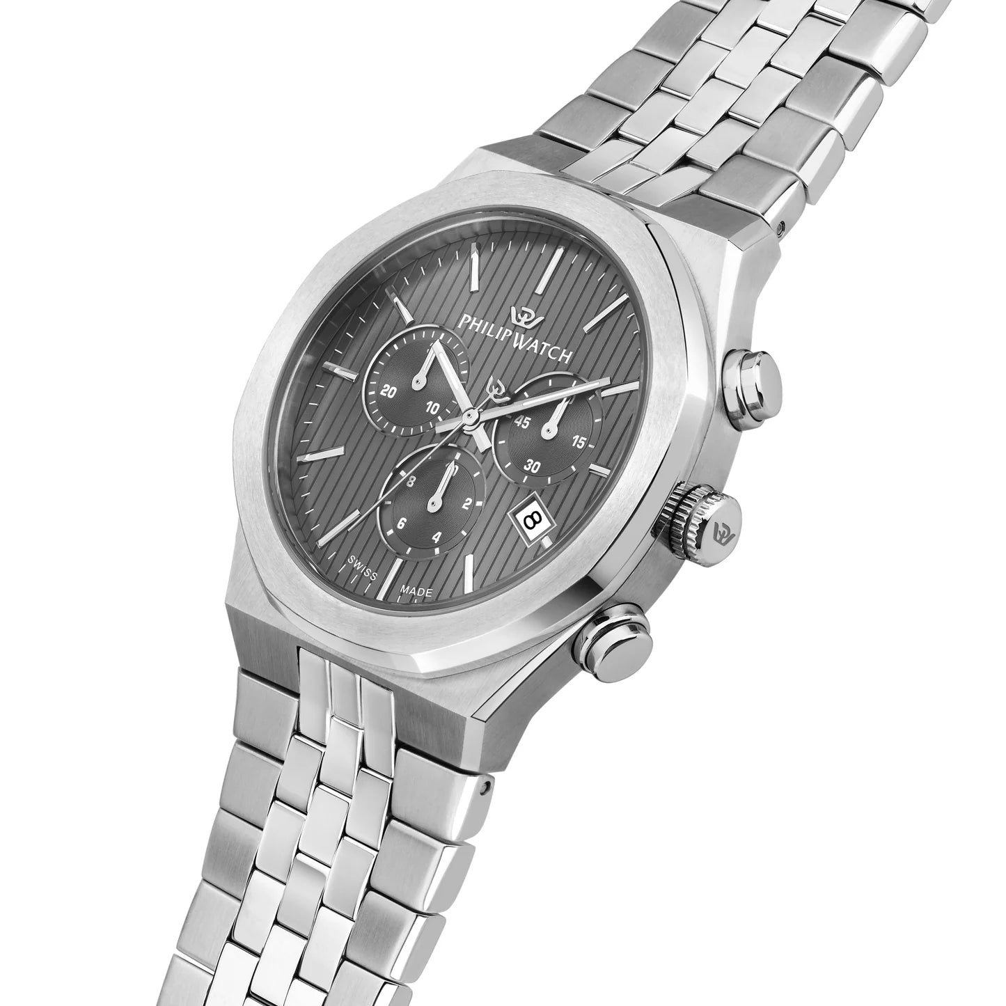 Orologio Philip Watch cronografo in acciaio con quadrante grigio