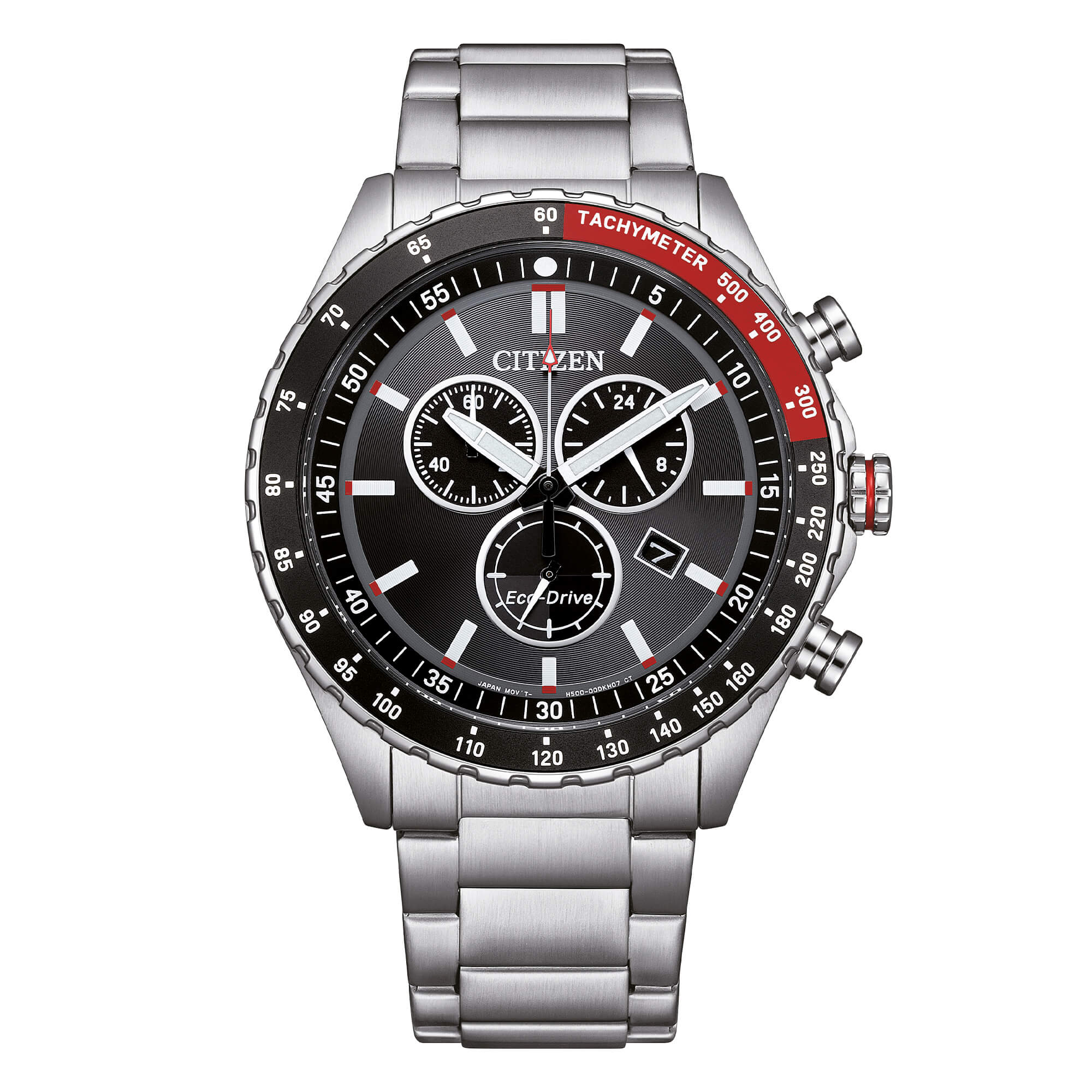 Orologio Citizen Eco-Drive cronografo in acciaio con quadrante nero