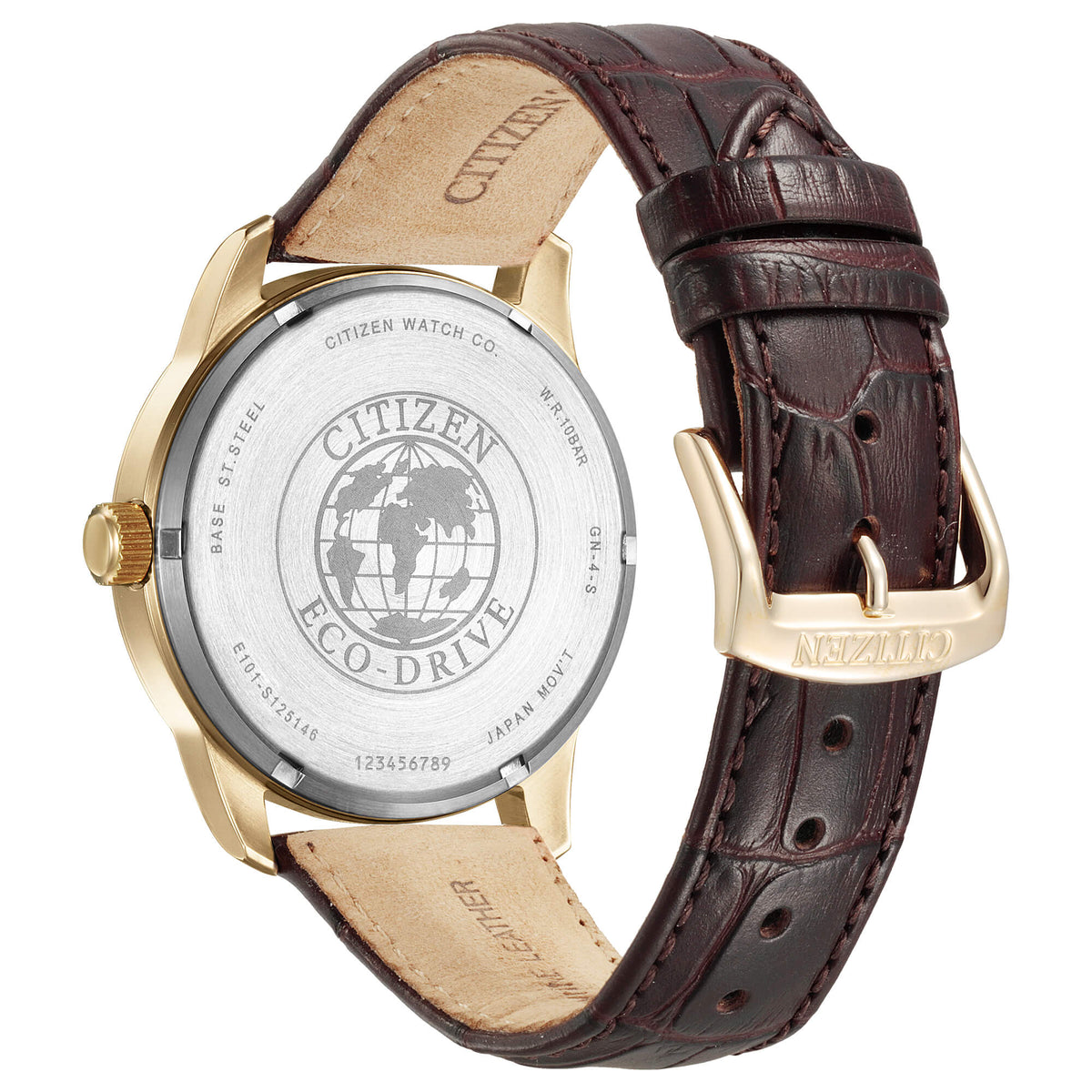 Orologio Citizen Eco-Drive con cassa in acciaio dorato cinturino in pelle