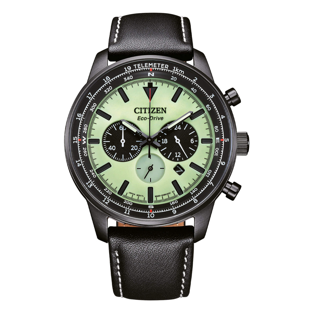 Orologio Citizen uomo crono eco drive quadrante luminous con cinturino in pelle nera