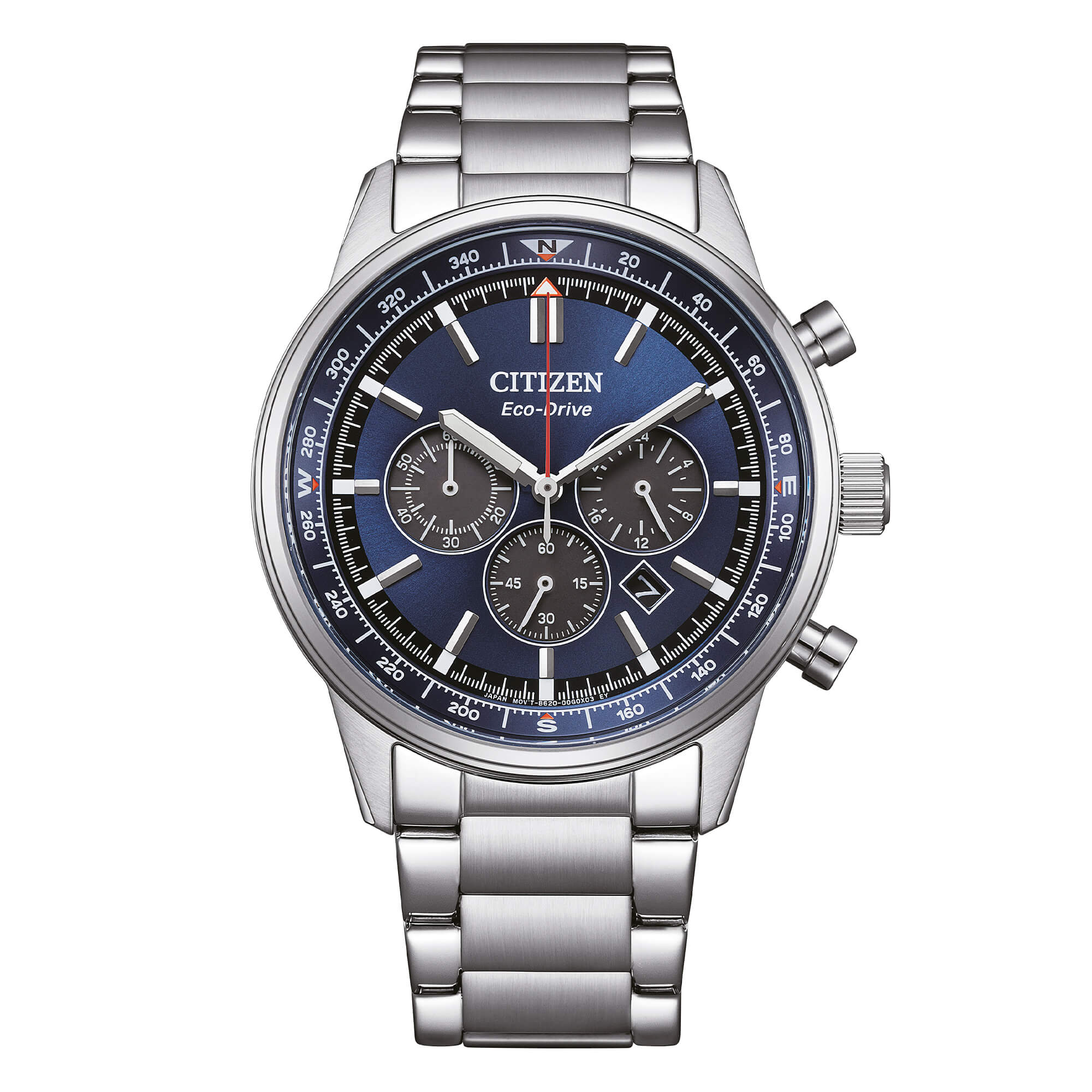 Orologio Citizen Eco-Drive cronografo in acciaio con quadrante blu
