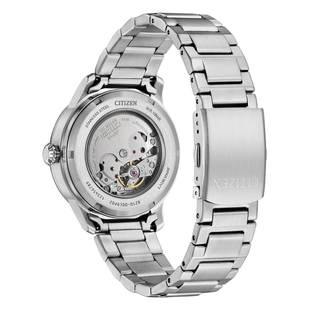 Orologio Citizen automatico in acciaio con quadrante nero e ghiera nera