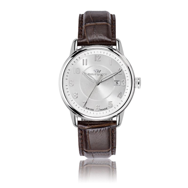 Orologio Uomo Philip Watch con cinturino di pelle martellata e cassa acciaio 40mm
