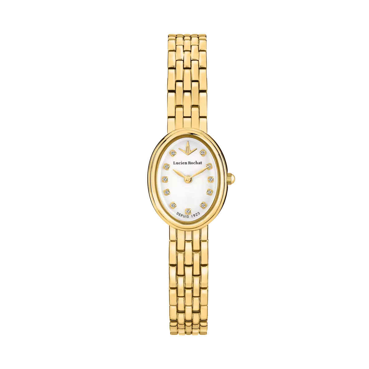 Orologio Lucien Rochat precieux donna in acciaio dorato con quadrante bianco con diamanti
