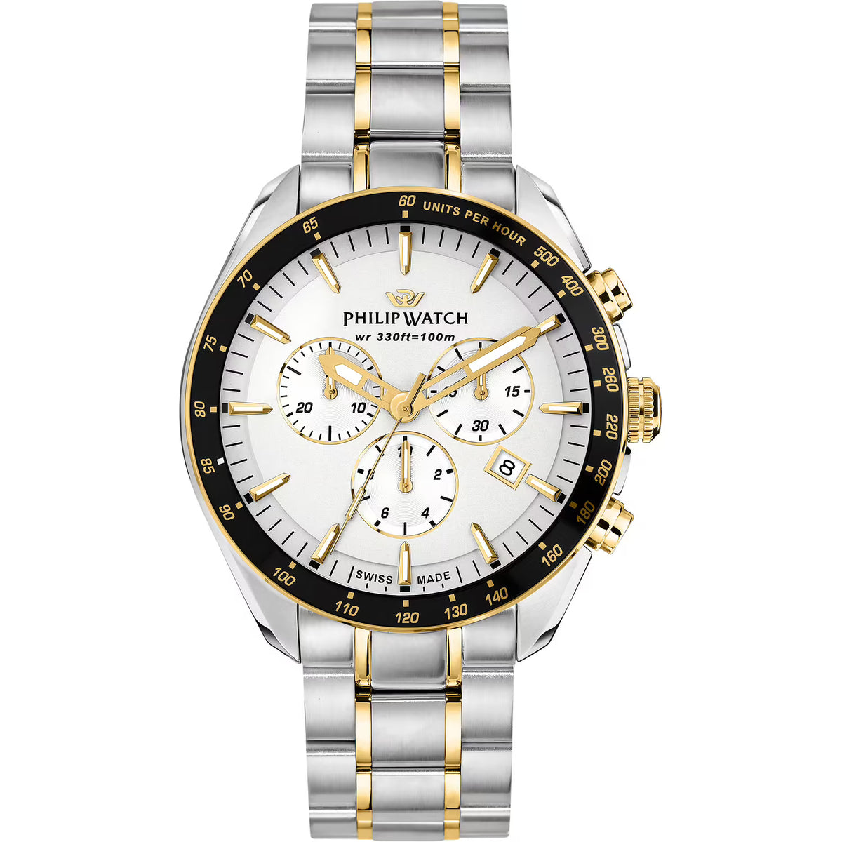 Orologio Philip Watch in acciaio cronografo con quadrante bianco