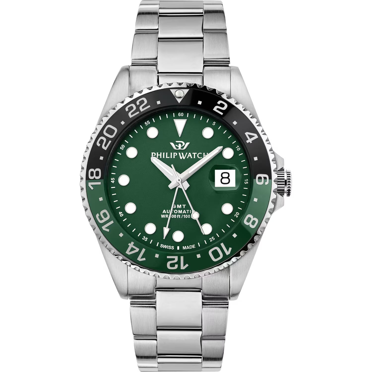 Orologio Philip Watch automatico in acciaio con quadrante verde Caribe Sport