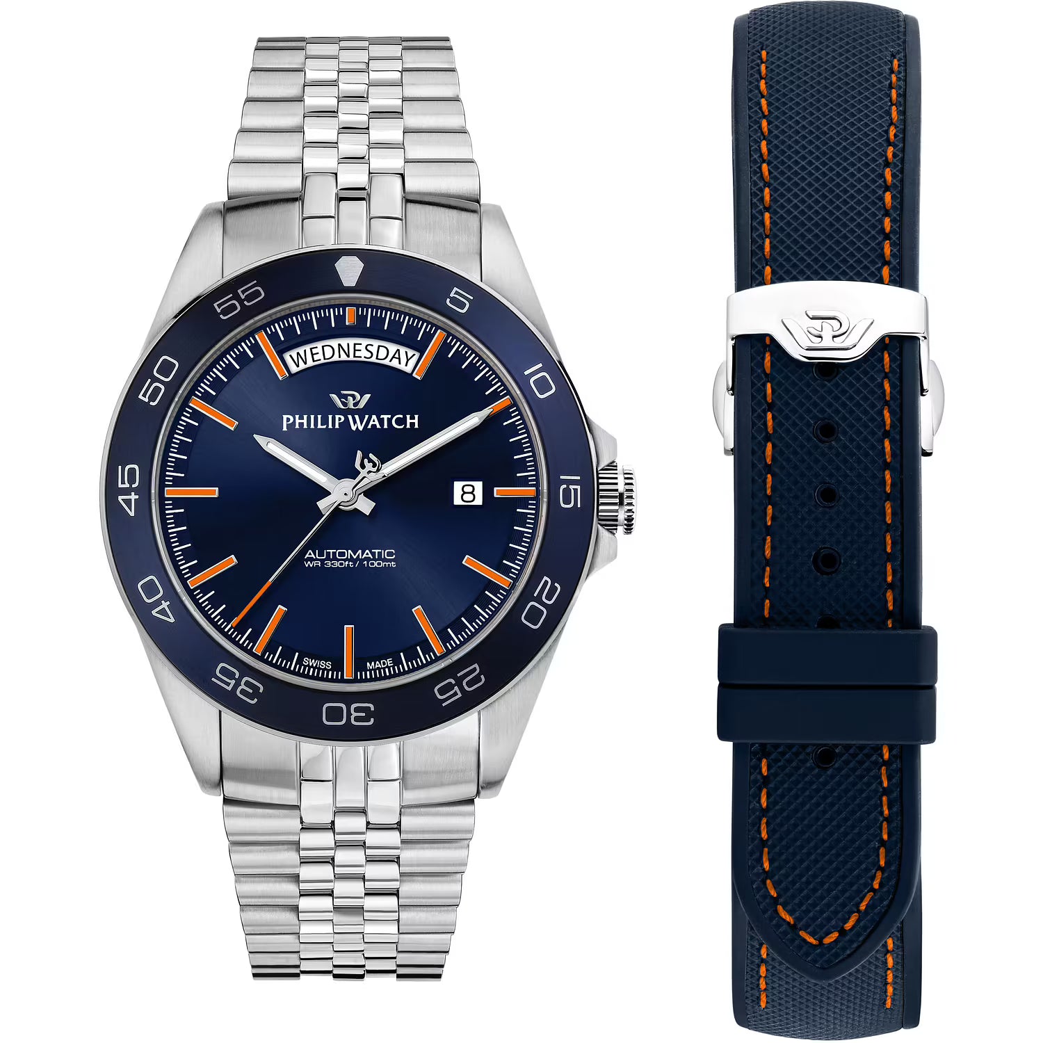 Orologio Philip Watch in acciaio con quadrante blu astucciato