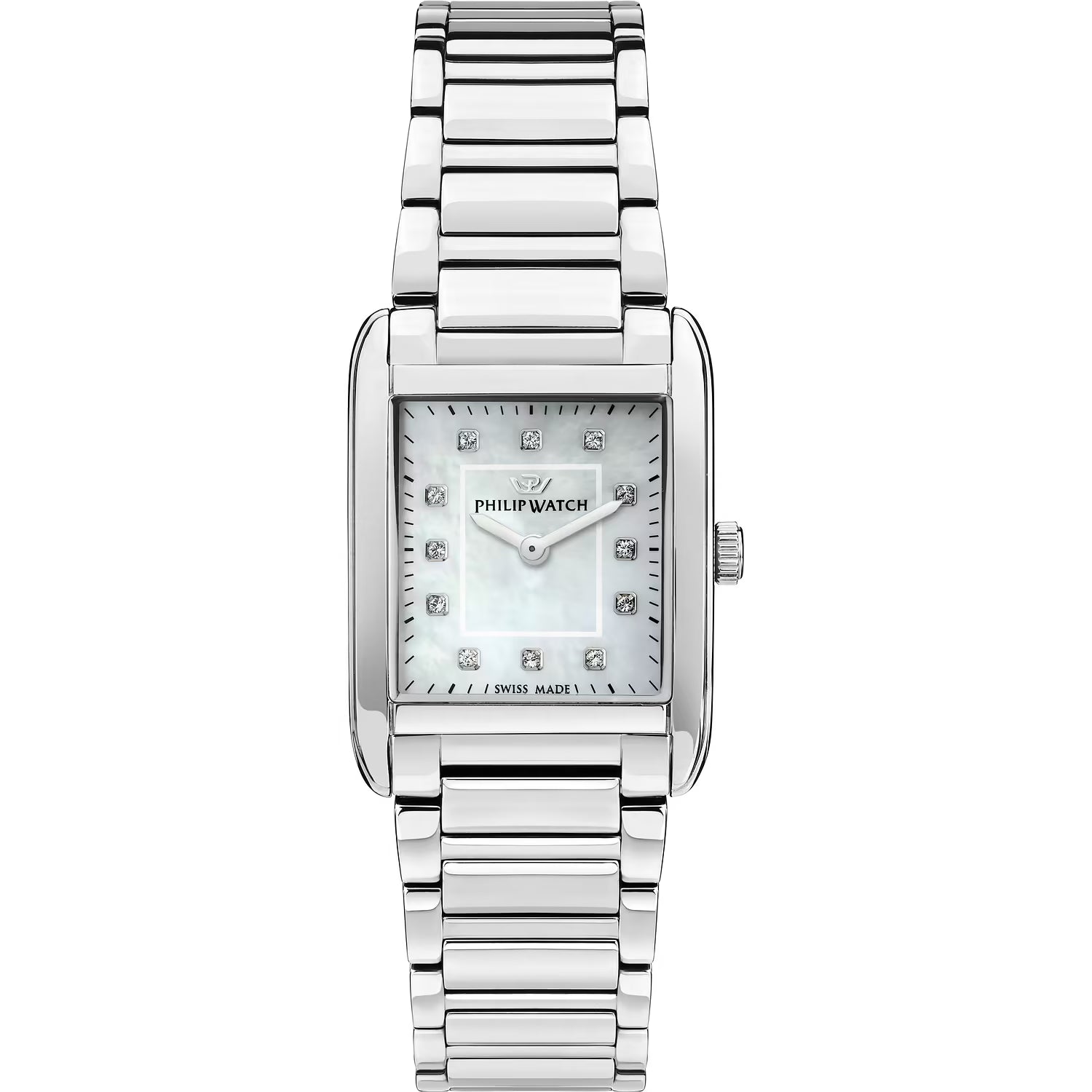 Orologio Philip Watch donna in acciaio quadrante quadrato bianco e diamanti