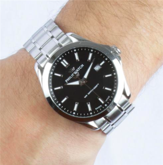 Orologio Philip Watch in acciaio con cassa 41mm con fondo nero
