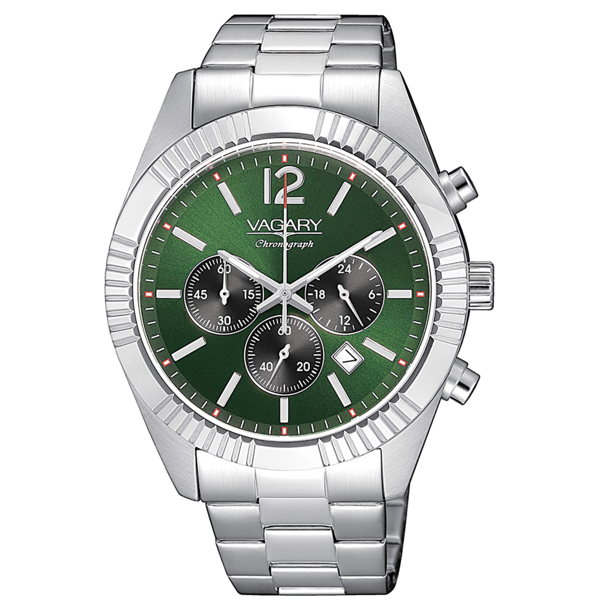 Orologio Vagary cronografo in acciaio con quadrante verde