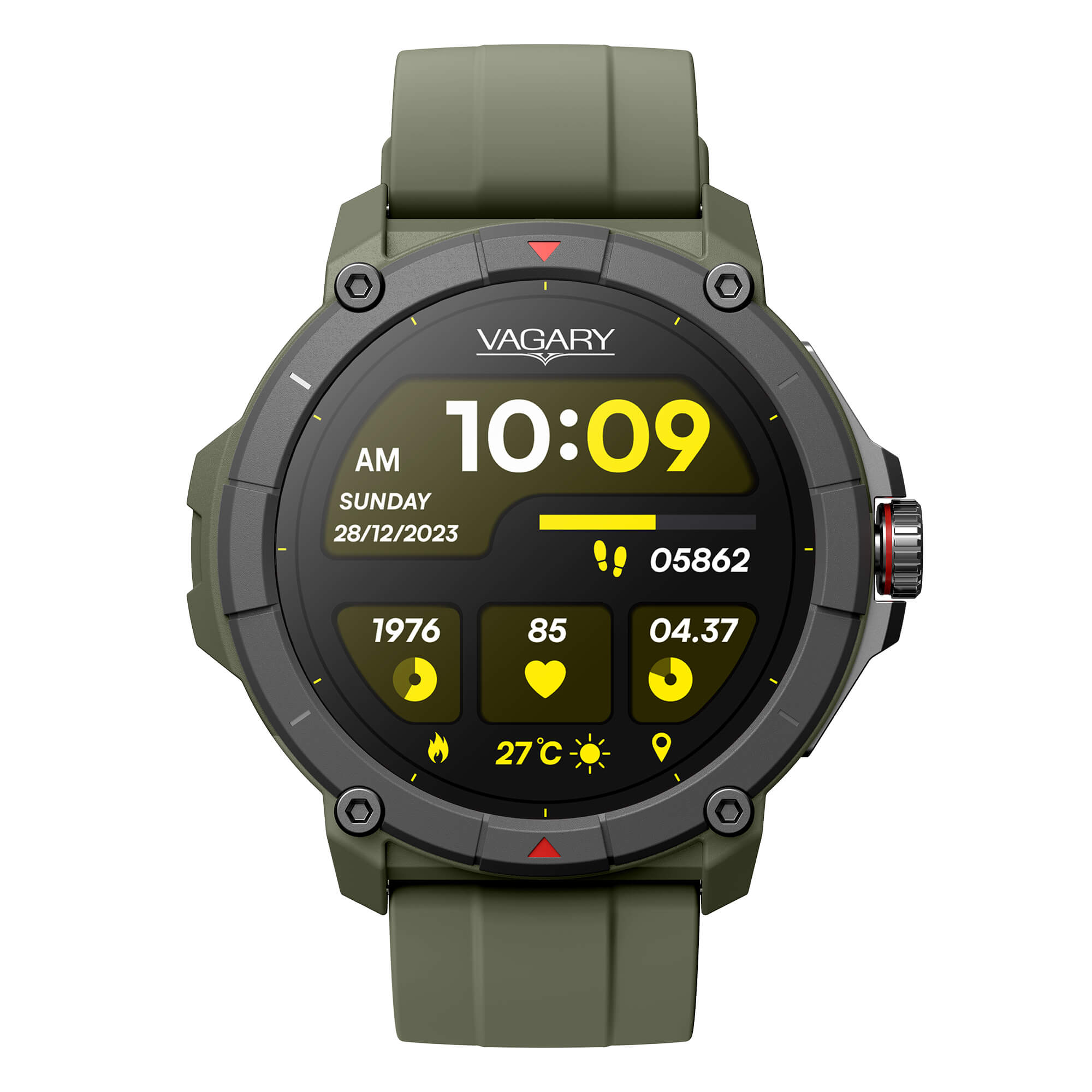 Smartwatch Vagary con cassa tonda verde e cinturino in silicone verde