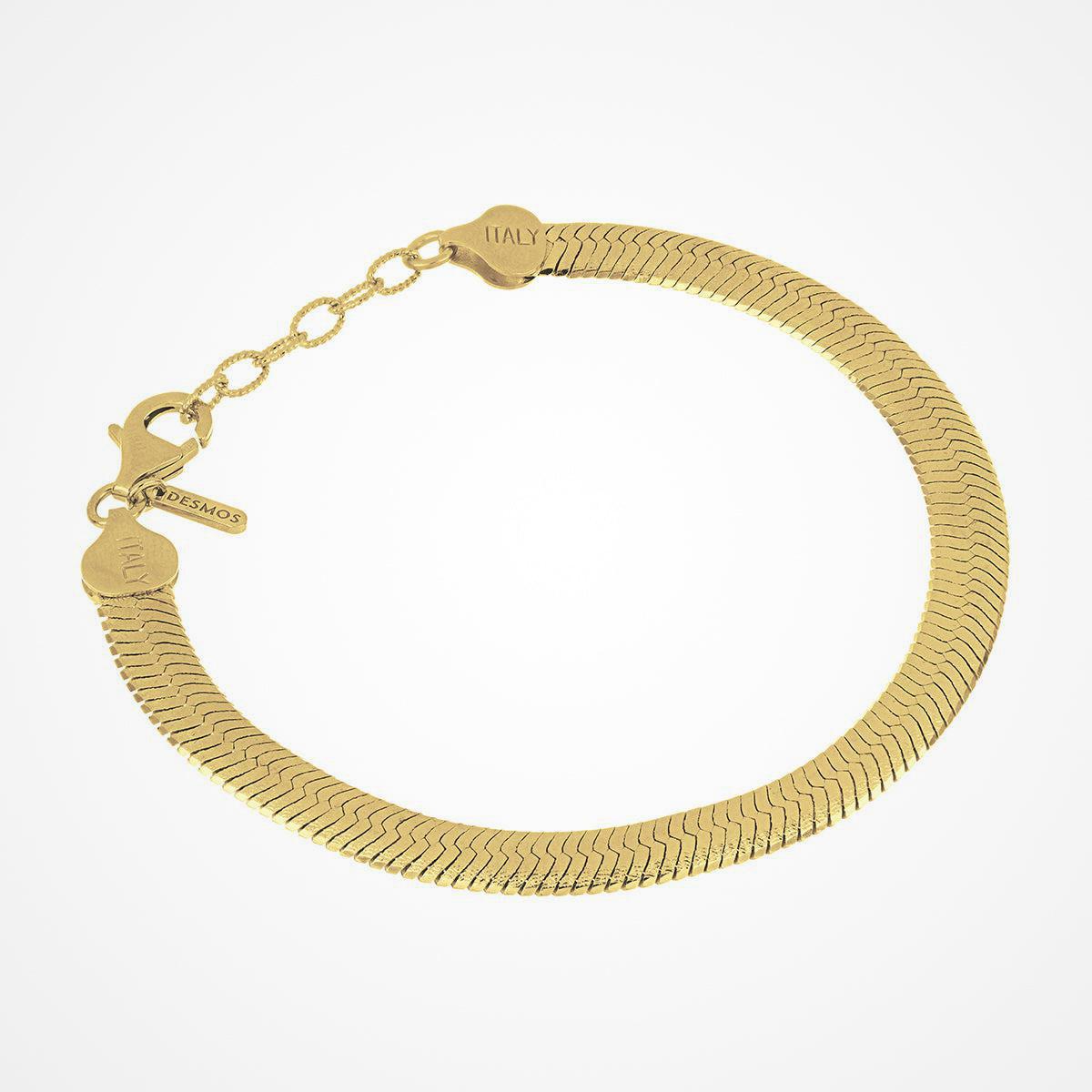 Bracciale Desmos in argento dorato piatto bombato diamantato