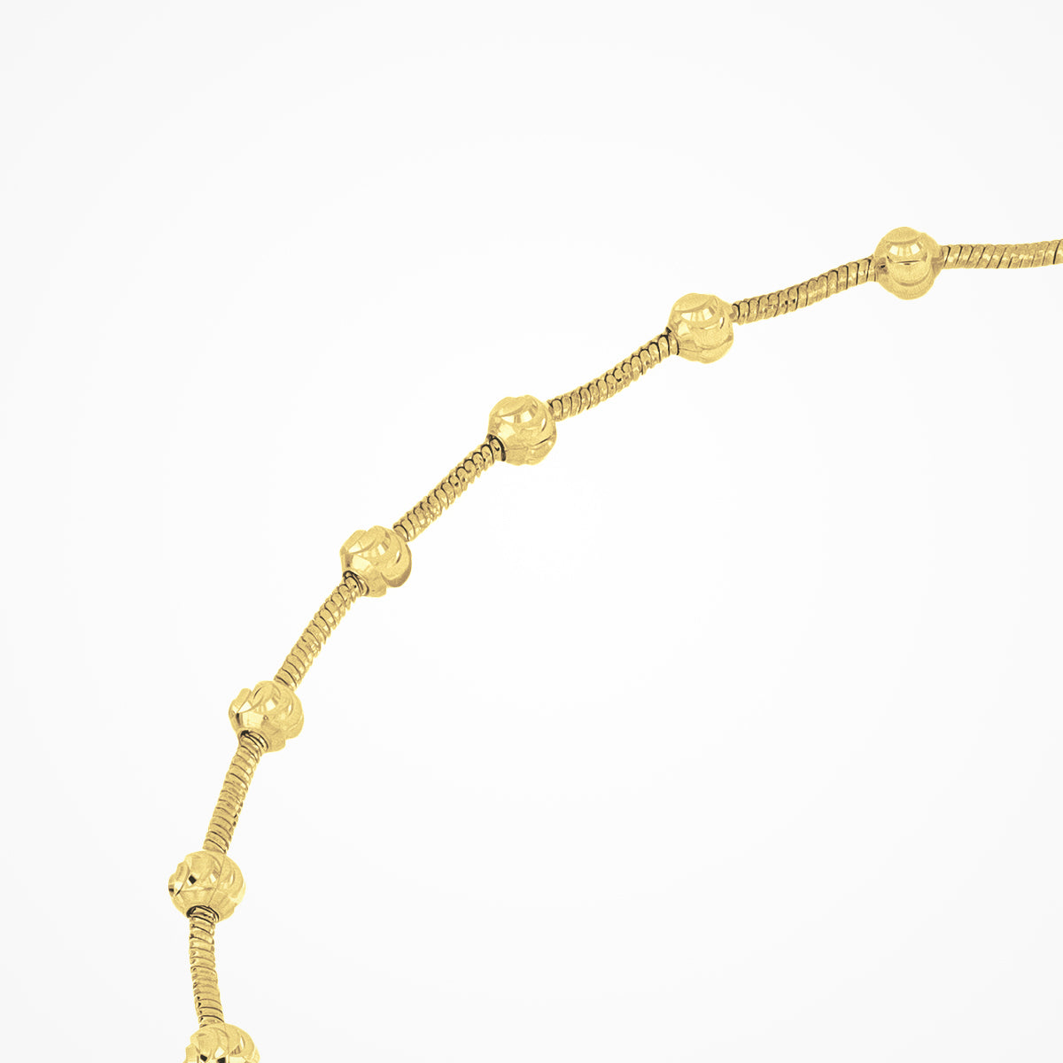 Cavigliera Desmos in argento dorato con sfere sfaccettate collegate