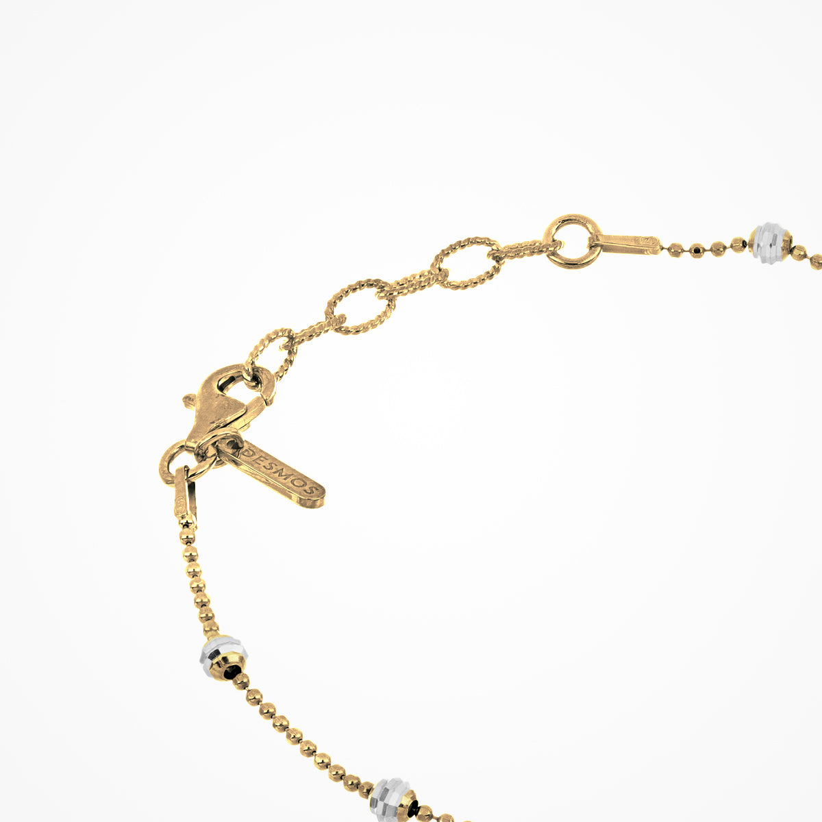 Bracciale Desmos in argento bicolore dorato con sfere diamantate rodiate