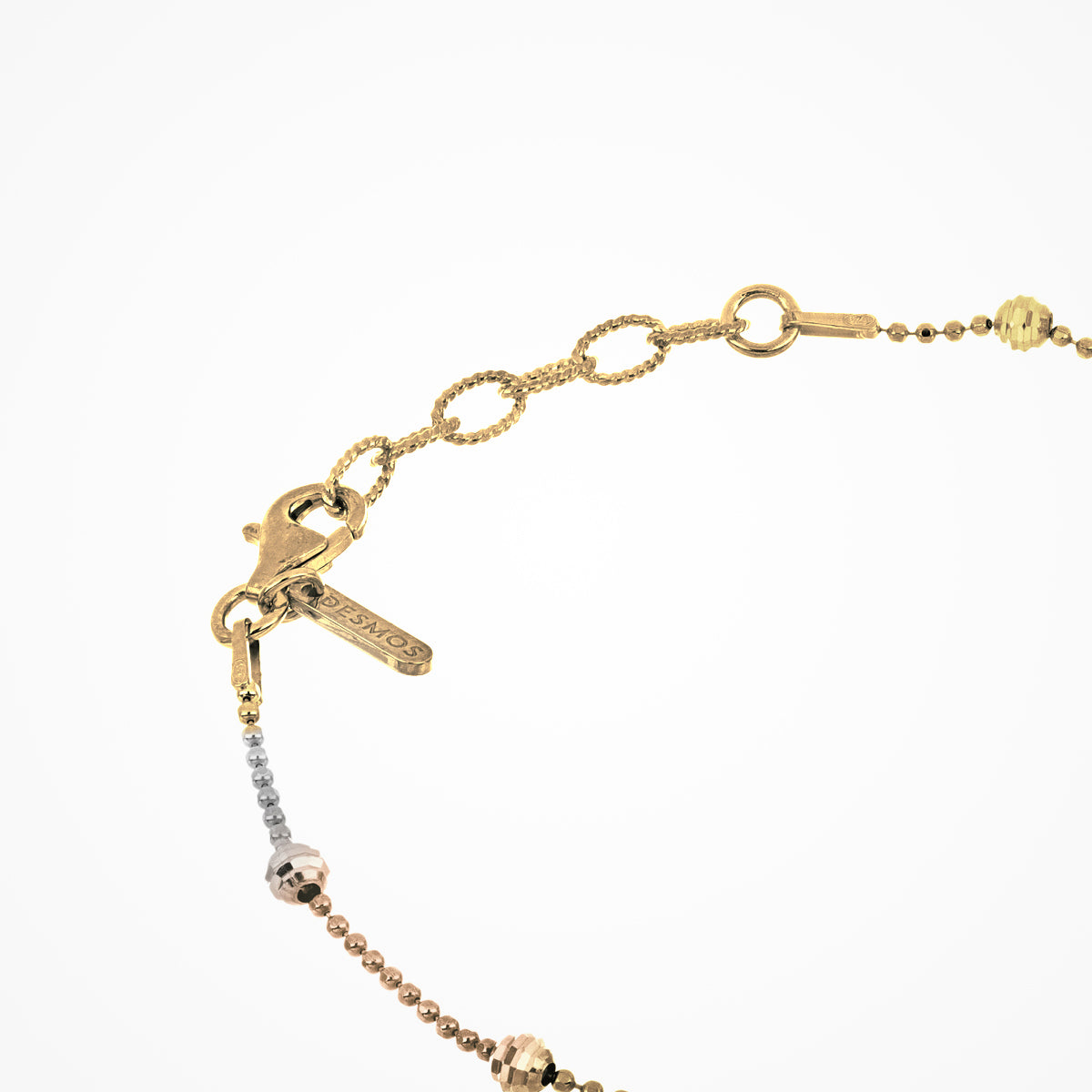 Bracciale Desmos in argento a tre colori con sfere diamantate