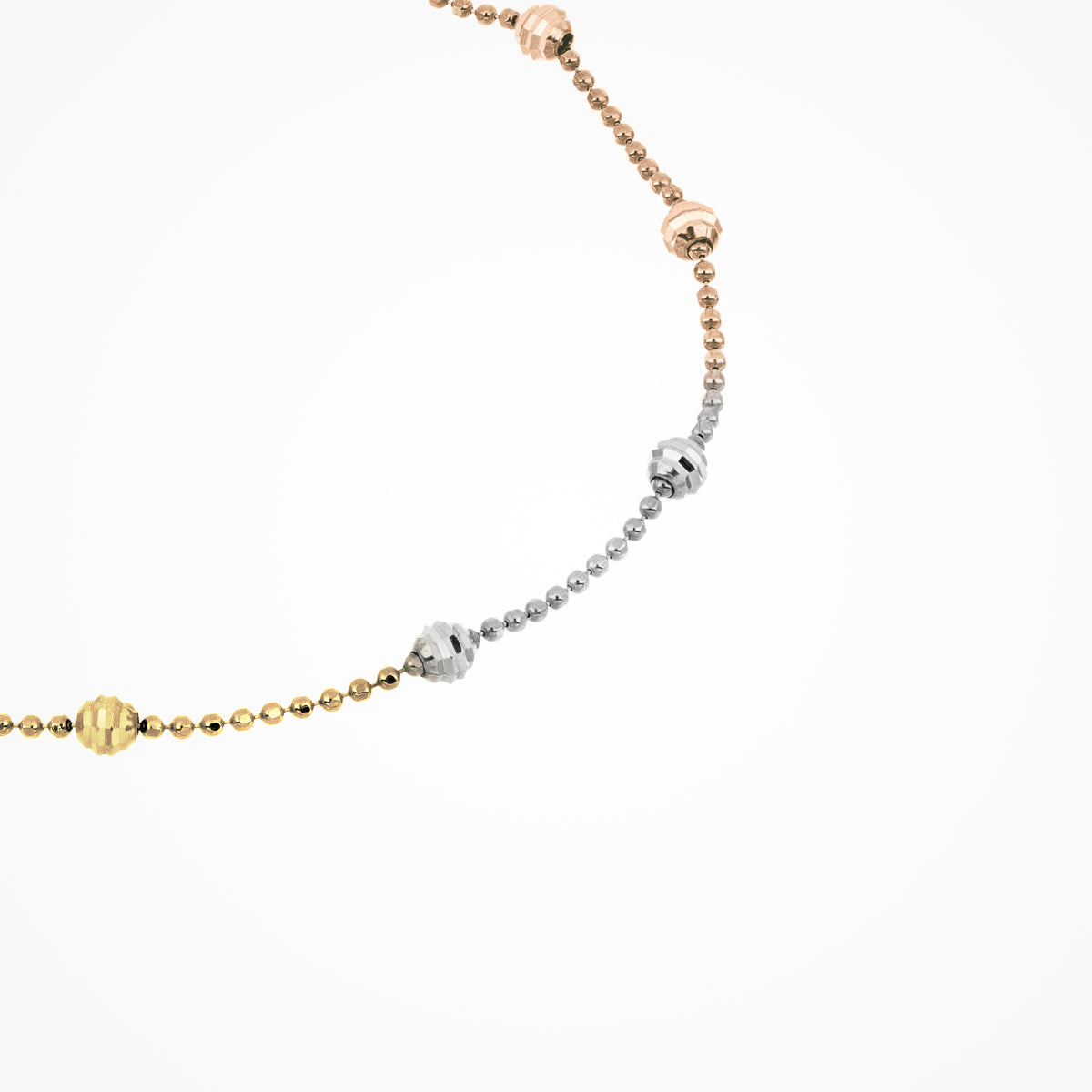 Bracciale Desmos in argento a tre colori con sfere diamantate