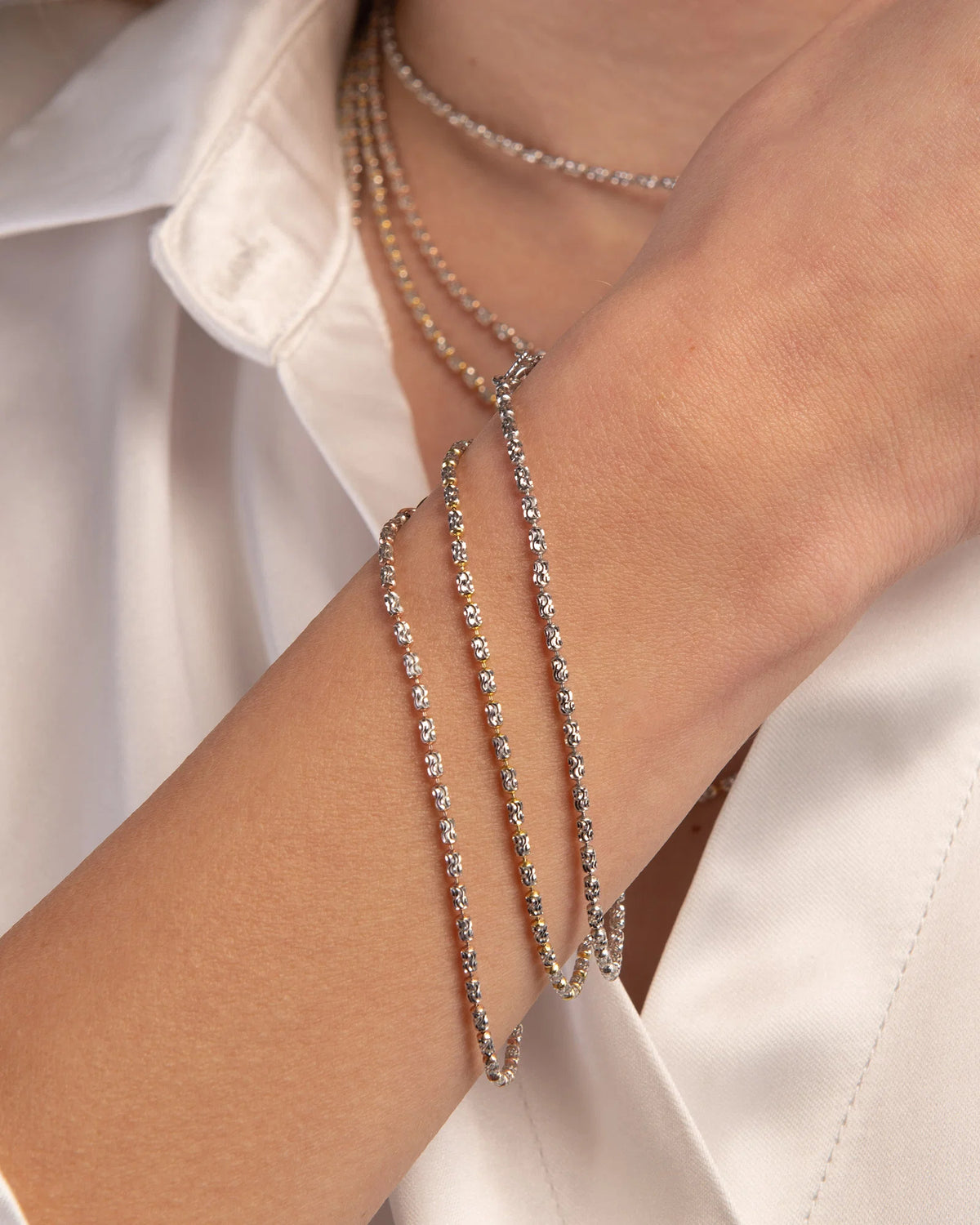 Bracciale Desmos in argento a palline ovali piccole