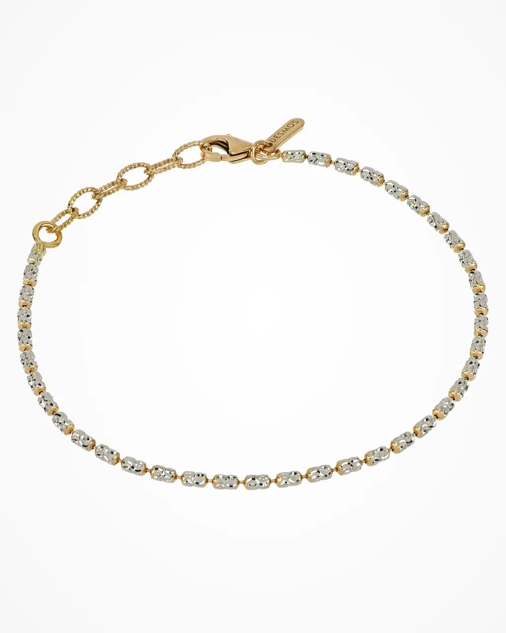 Bracciale Desmos in argento bicolore bianco e dorato a palline ovali piccole