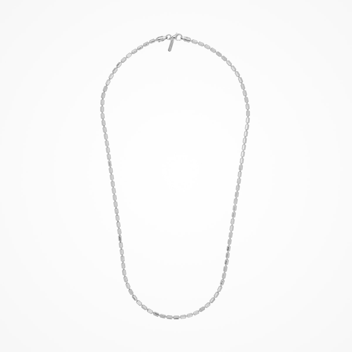 Collana Desmos in argento con piccoli cilindri ottagonali