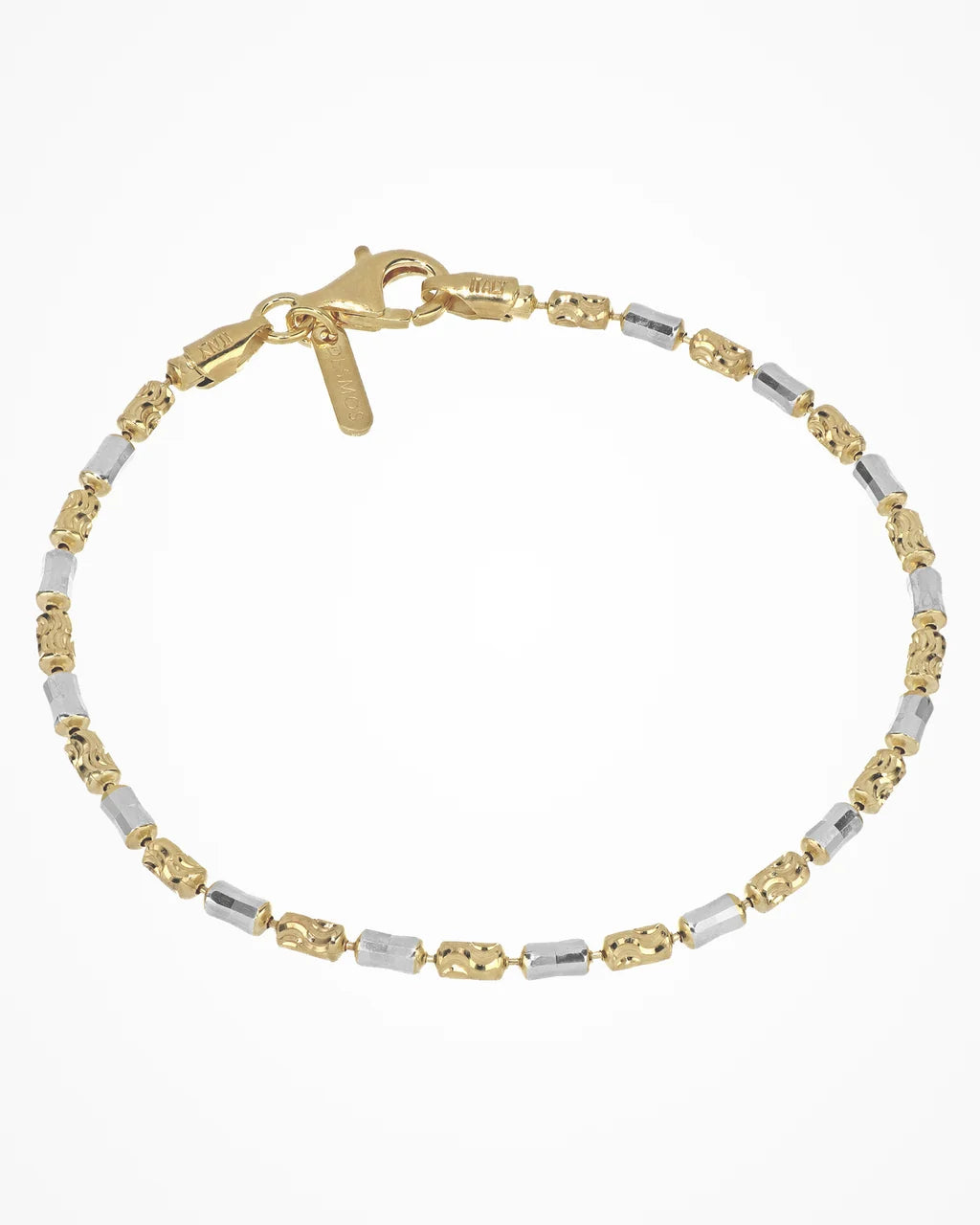Bracciale Desmos in argento bicolore con chicchi sfaccettati e esagoni