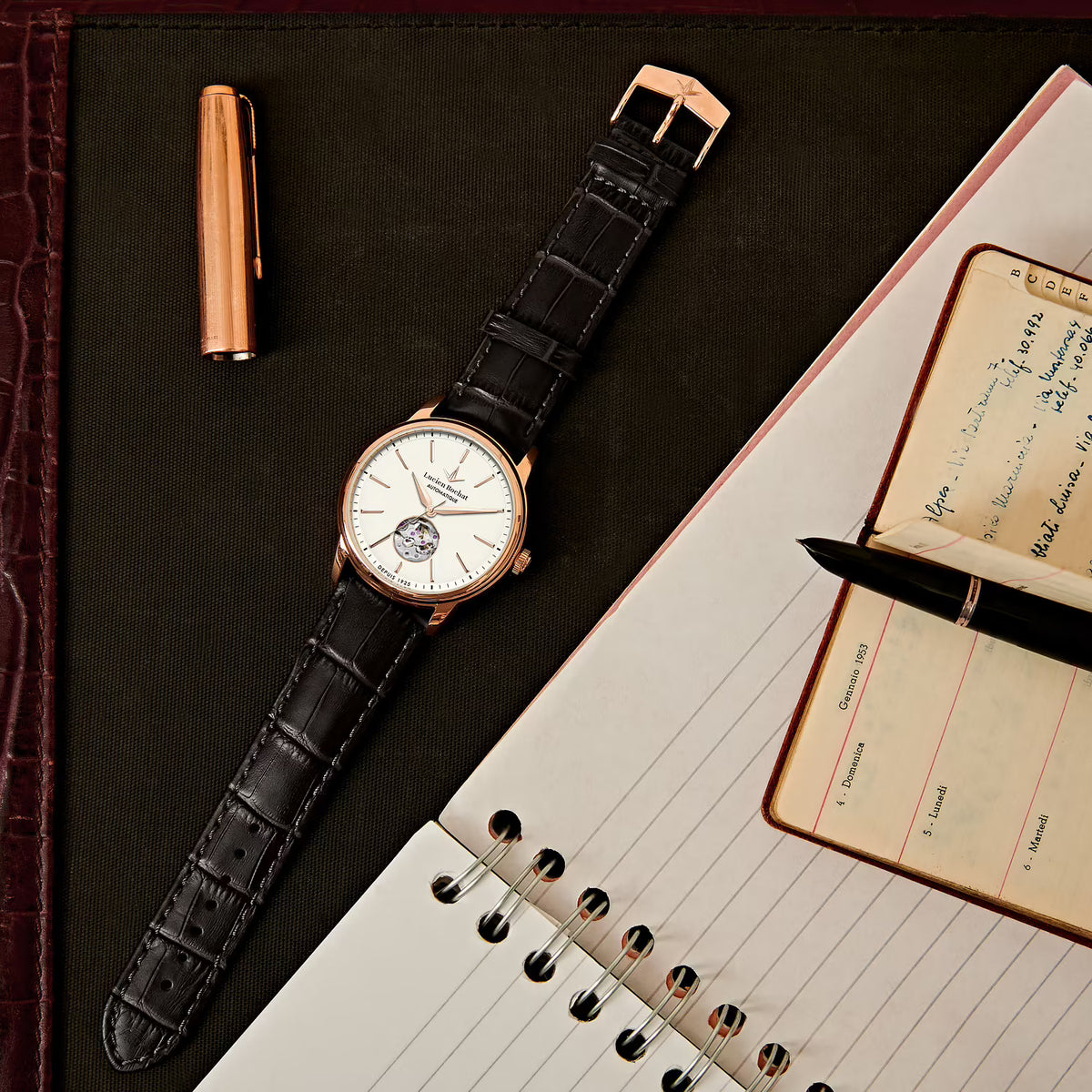 Orologio Lucien Rochat automatico cassa rosata con quadrante bianco