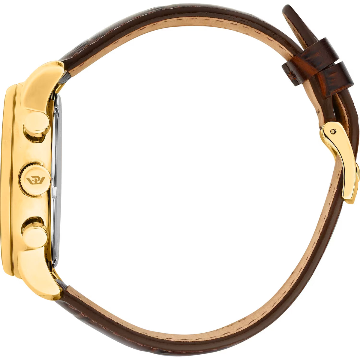 Orologio Philip Watch cronografo in acciaio dorato con cinturino di pelle marrone