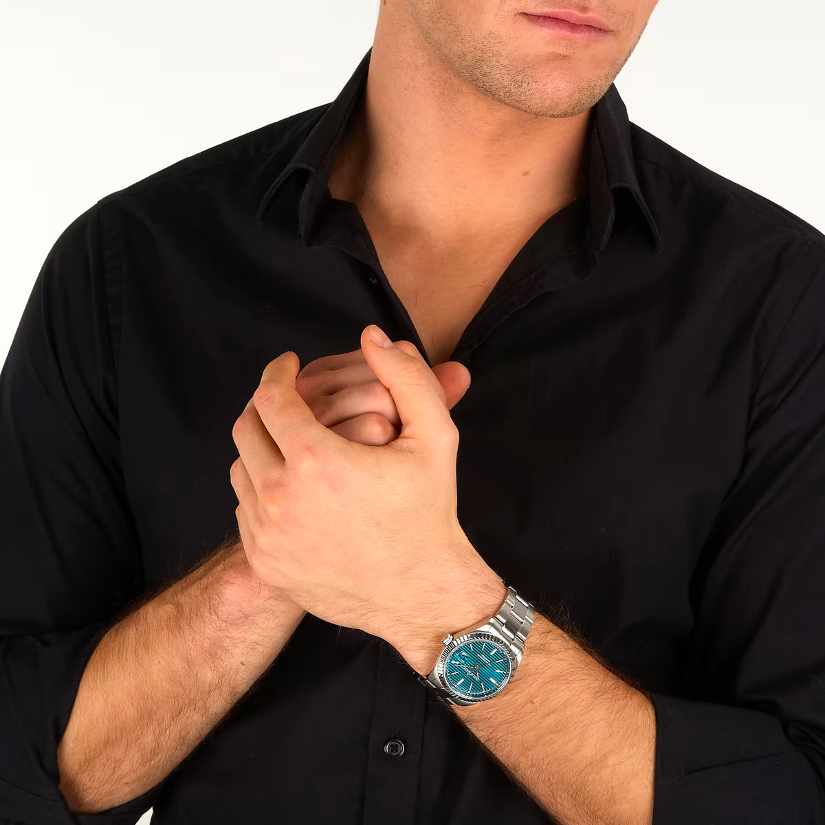 Orologio Philip Watch in acciaio con quadrante verde petrolio a righe
