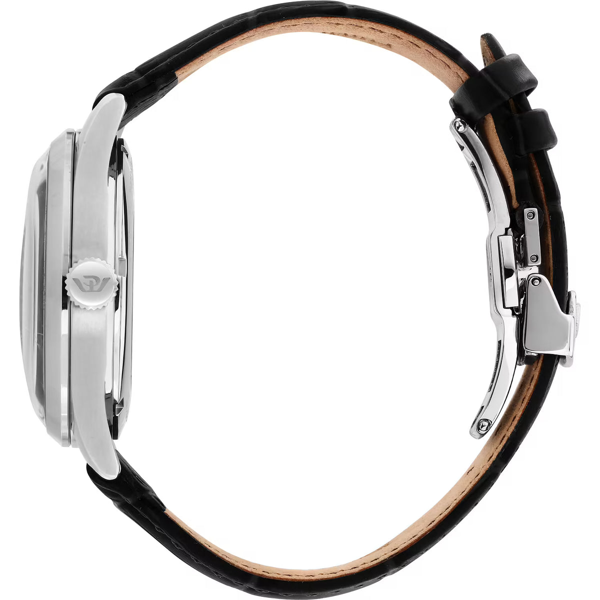 Orologio Philip Watch Museum in acciaio quadrante bianco cinturino in pelle nera