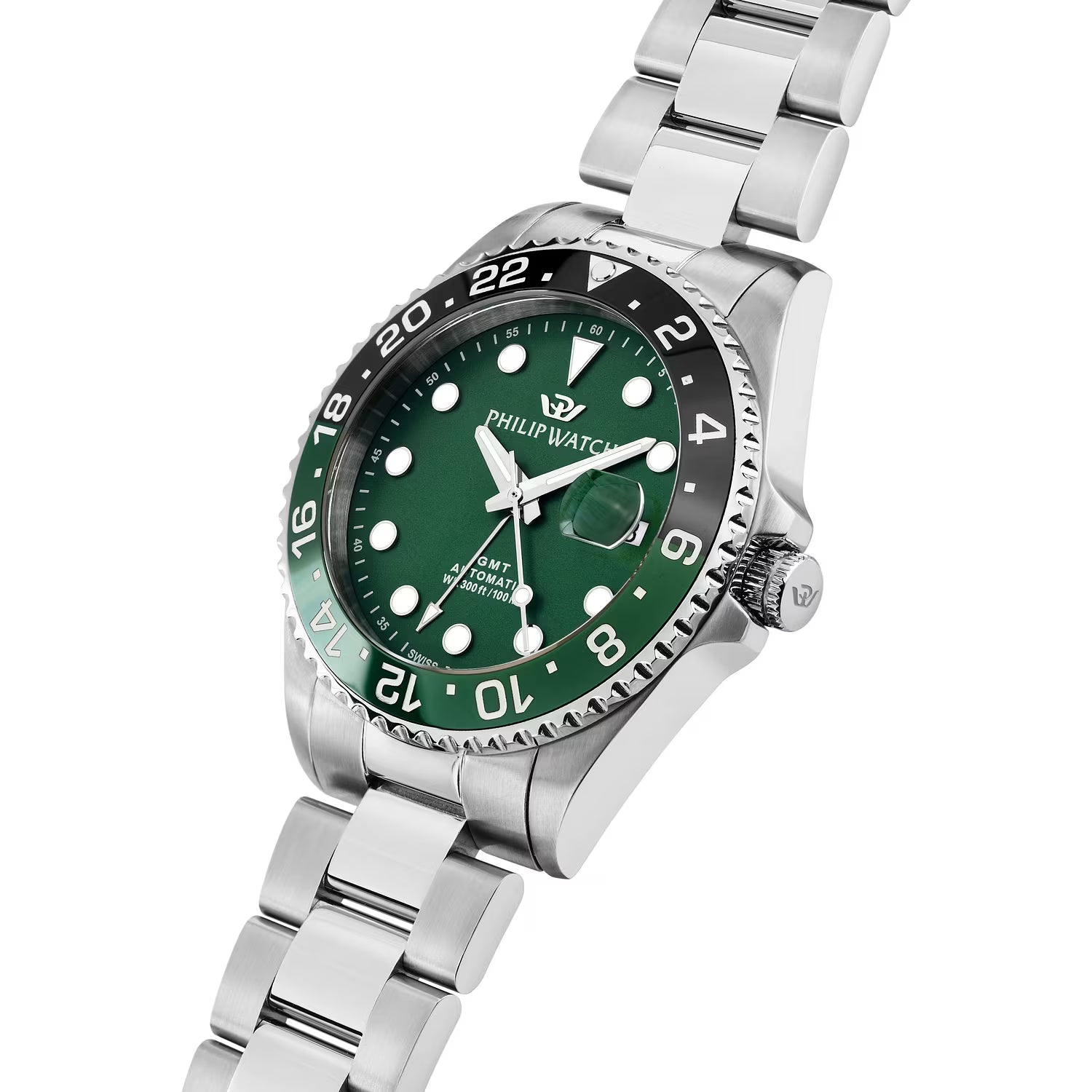 Orologio Philip Watch automatico in acciaio con quadrante verde Caribe Sport