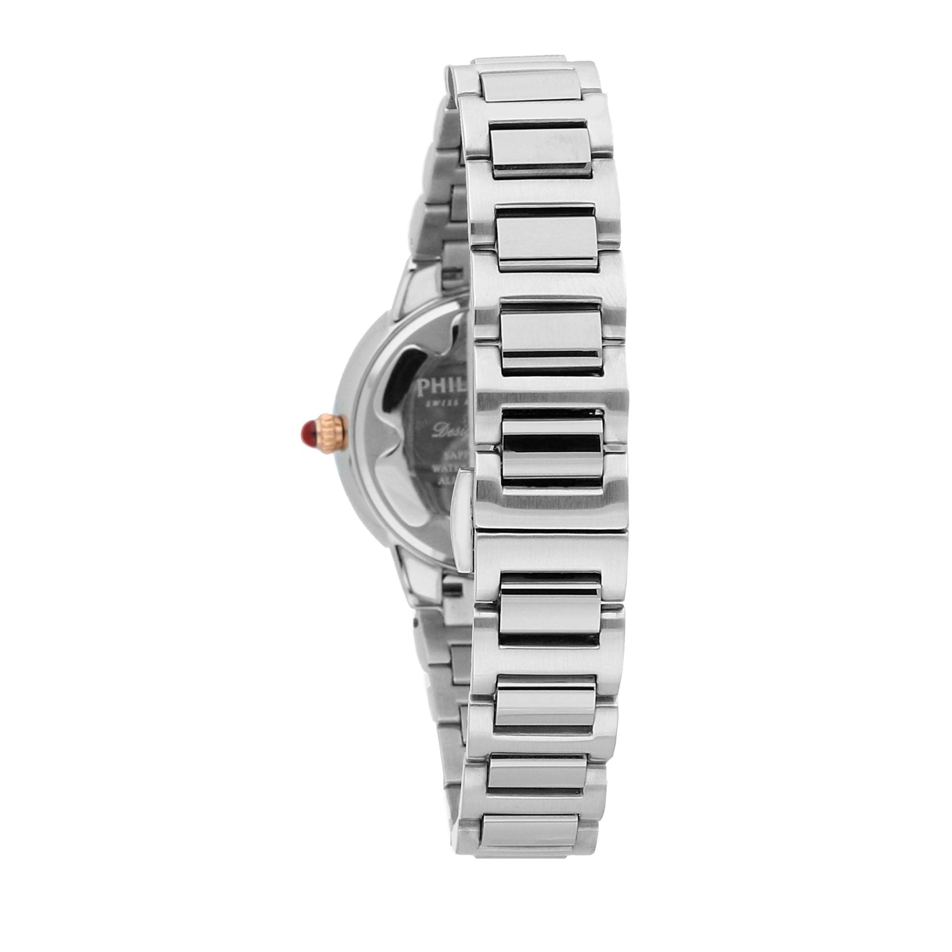 Orologio Philip Watch in acciaio con cassa 34mm e indici oro rosa con diamanti