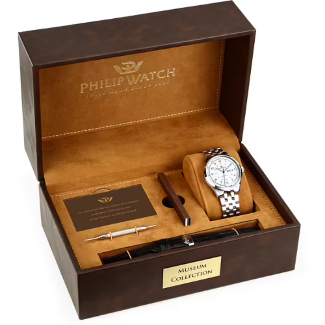 Orologio Philip Watch Museum automatico in acciaio quadrante bianco